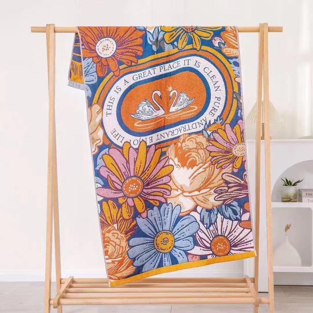Badetuch Saugfähig Schnell Baumwollgarn Strandtuch, Jacquard Badetuch Weich Großes Tuch 80x160cm, Verschiedene Stile Blumendesign, 1 Stück von Joom DACH