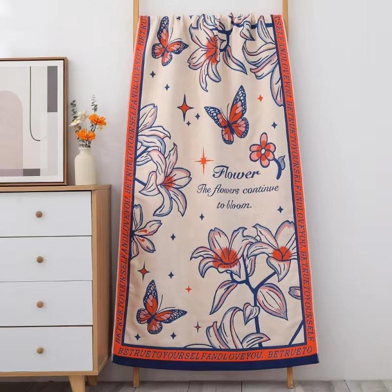 Badetuch Saugfähig Schnell Baumwollgarn Strandtuch, Jacquard Badetuch Weich Großes Tuch 80x160cm, Verschiedene Stile Blumendesign, 1 Stück von Joom DACH