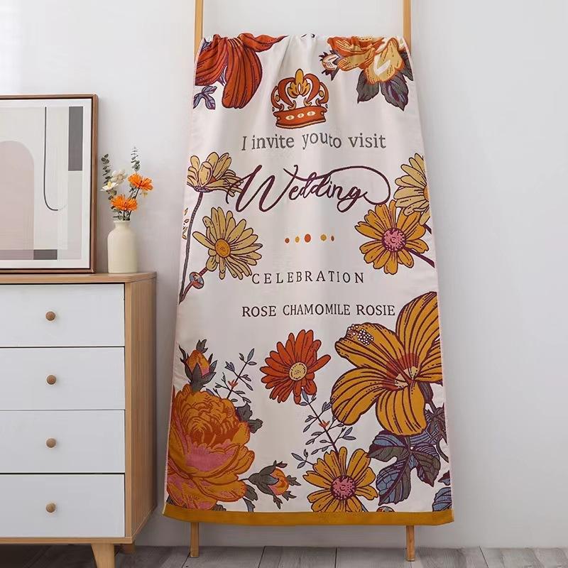 Badetuch Saugfähig Schnell Baumwollgarn Strandtuch, Jacquard Badetuch Weich Großes Tuch 80x160cm, Verschiedene Stile Blumendesign, 1 Stück von Joom DACH