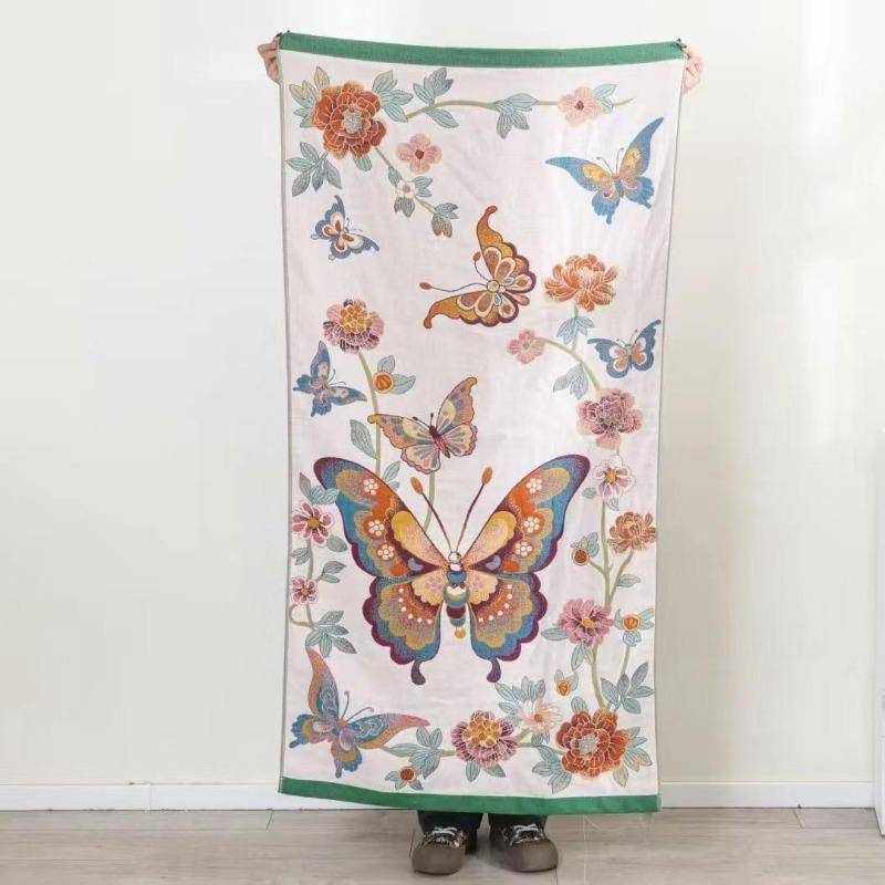 Badetuch Saugfähig Schnell Baumwollgarn Strandtuch, Jacquard Badetuch Weich Großes Tuch 80x160cm, Verschiedene Stile Blumendesign, 1 Stück von Joom DACH
