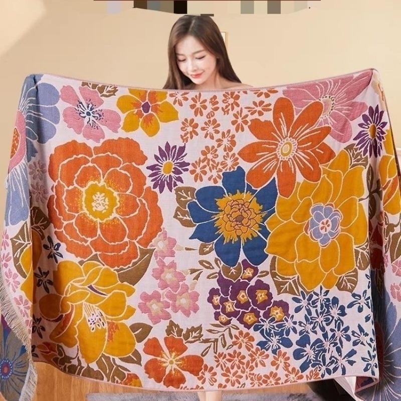 Badetuch Saugfähig Schnell Baumwollgarn Strandtuch, Jacquard Badetuch Weich Großes Tuch 80x160cm, Verschiedene Stile Blumendesign, 1 Stück von Joom DACH