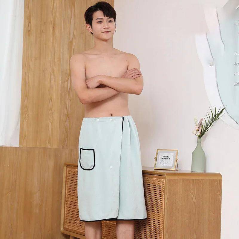 Badetuch in Übergröße für Erwachsene und Herren, wickelbarer Baderock, weicher als saugfähiger Bademantel aus reiner Baumwolle One size von Joom DACH