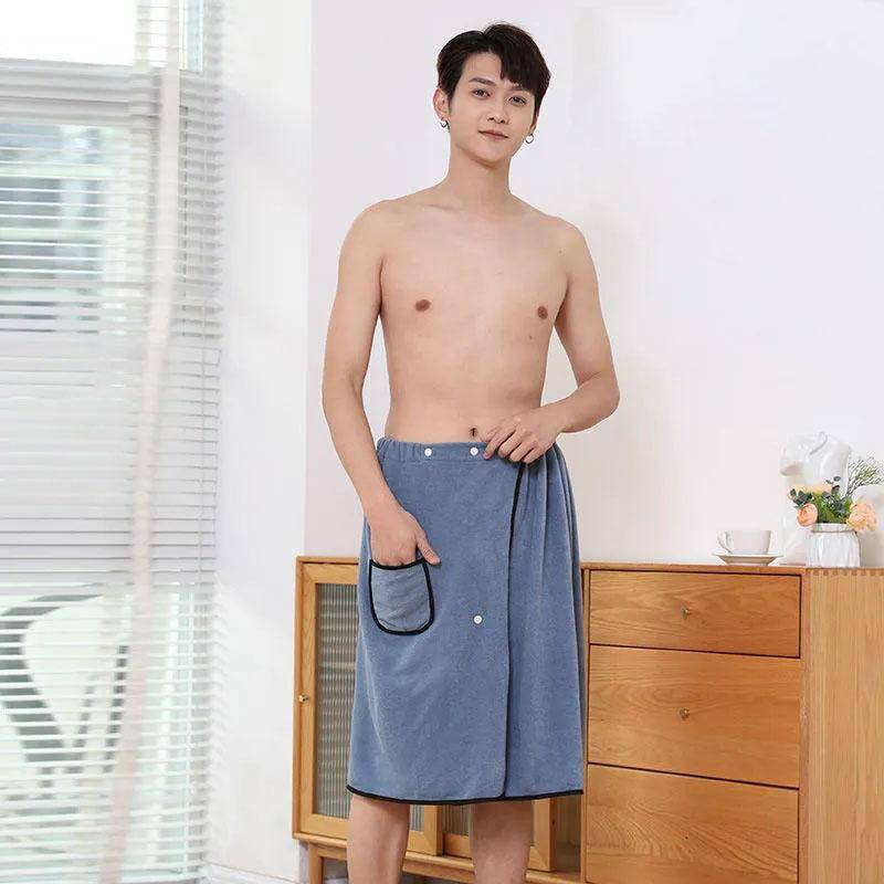 Badetuch in Übergröße für Erwachsene und Herren, wickelbarer Baderock, weicher als saugfähiger Bademantel aus reiner Baumwolle One size von Joom DACH