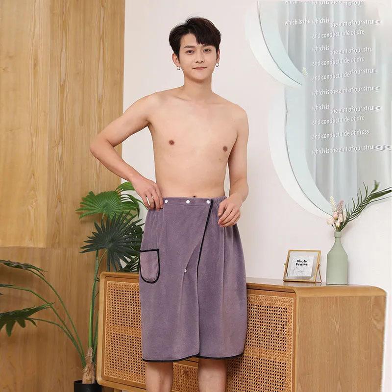 Badetuch in Übergröße für Erwachsene und Herren, wickelbarer Baderock, weicher als saugfähiger Bademantel aus reiner Baumwolle One size von Joom DACH