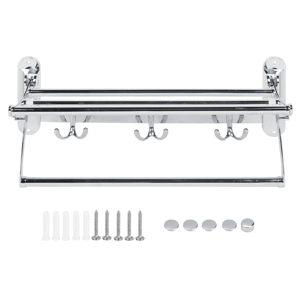 Badezimmer Edelstahl Wandmontiert Klappbarer Handtuchhalter Aufbewahrungshalter Regal mit 3 Haken von Joom DACH