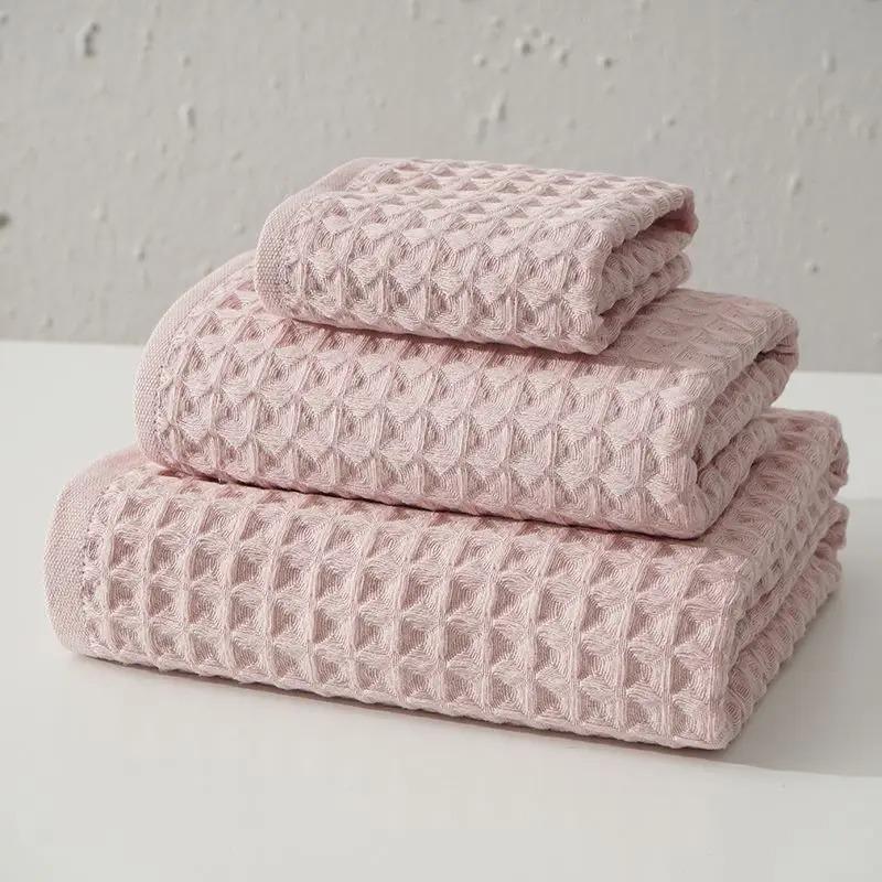 Badezimmer-Gesichtstuch, 100 % Baumwolle, Waffelmuster, großes Badetuch, Herren, 70 x 140, weich, für Kinder, Hotel, Geschenk, Handtuch, Handtuch, Damen, 34 x 74 70x140cm rosa von Joom DACH