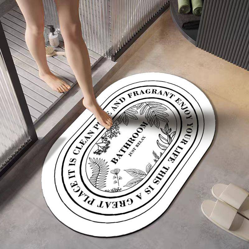 Badezimmer Kieselgur Fußmatte, schmutzabweisende Fußmatte, Toilettenwasser absorbierend, rutschfest, Trocken-Nass-Trennung Fußmatte 40cmx60cm von Joom DACH