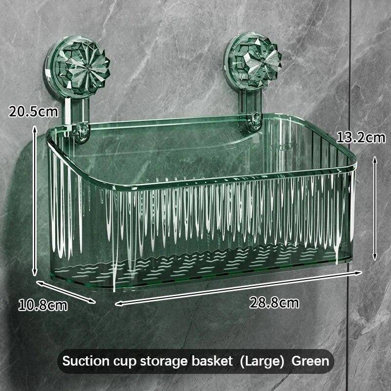 Badezimmer-Saugnapf-Duschregale, wandmontiertes Lagerregal, Abtropfkorbhalter, stanzfreier Organizer, Badezimmer-Zubehör grün von Joom DACH