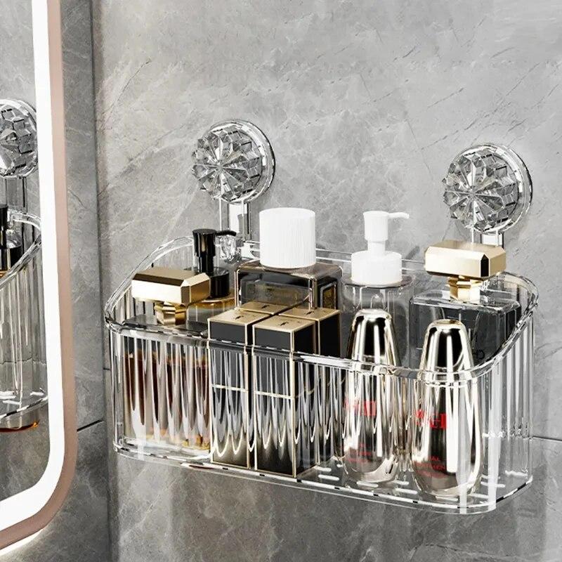 Badezimmer-Saugnapf-Duschregale, wandmontiertes Lagerregal, Abtropfkorbhalter, stanzfreier Organizer, Badezimmer-Zubehör weiß Badezimmer-Saugnapf-Duschregale, wandmontiertes Lagerregal, Abtropfkorbhalter, stanzfreier Organizer, Badezimmer-Zubehör weiß von Joom DACH