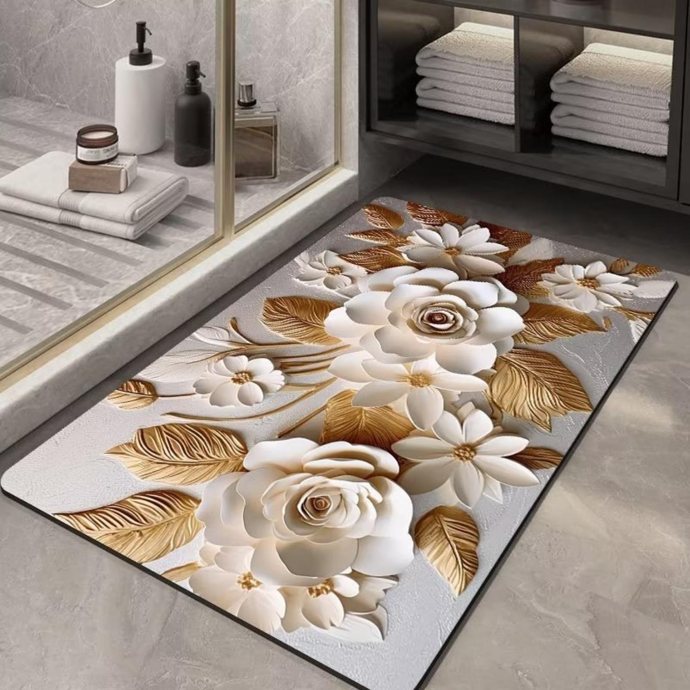 Badezimmer-Verdickungsmatte mit Kieselalgendruck, rutschfeste Badteppiche im Waschbecken, Badewannen-Seitenbodenteppich, Duschraum-Fußmatte, Memory Foam-3D-Pad 400mm*600mm Badezimmer-Verdickungsmatte mit Kieselalgendruck, rutschfeste Badteppiche im Waschbecken, Badewannen-Seitenbodenteppich, Duschraum-Fußmatte, Memory Foam-3D-Pad 400mm*600mm von Joom DACH