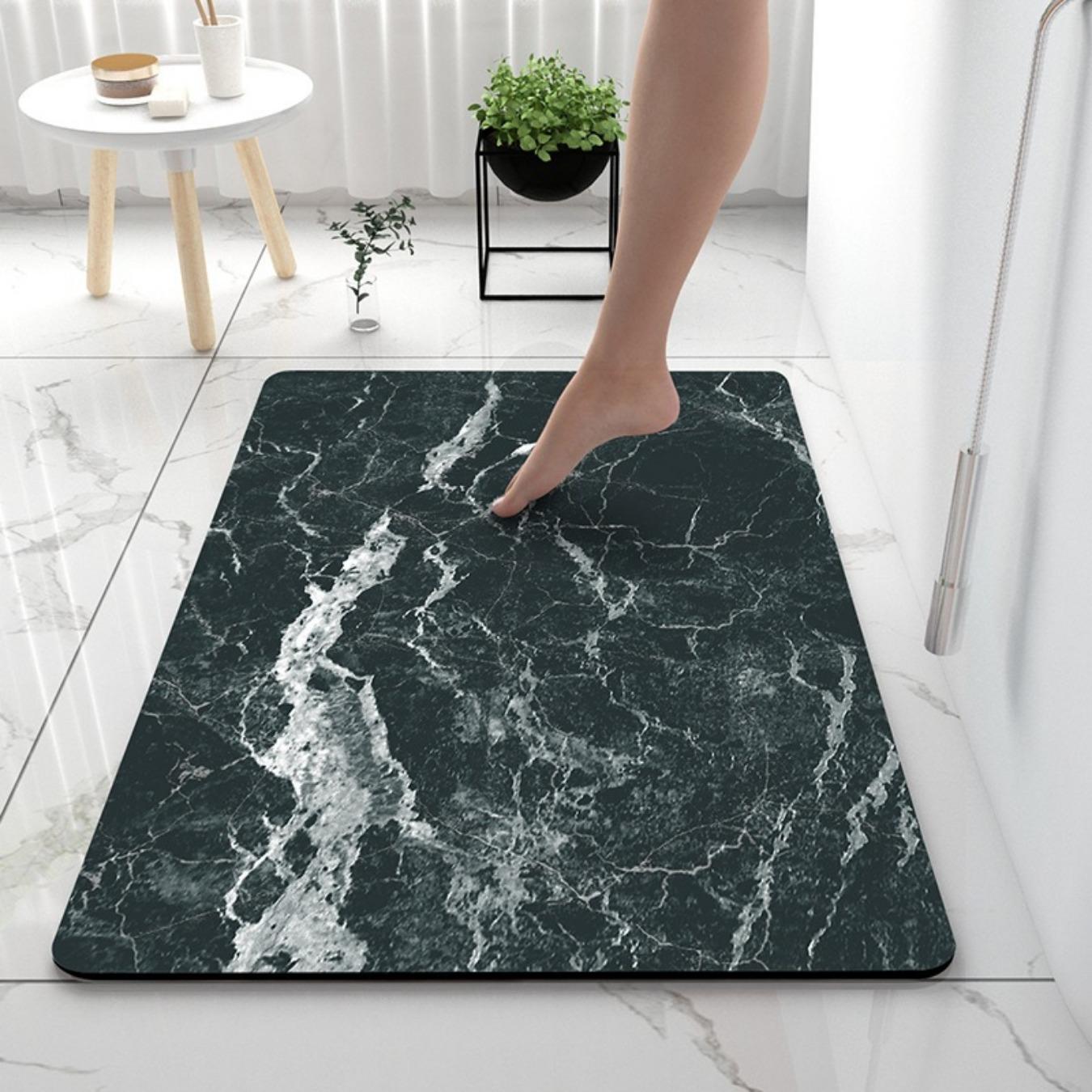 Badezimmer-Verdickungsmatte mit Kieselalgendruck, rutschfeste Badteppiche im Waschbecken, Badewannen-Seitenbodenteppich, Duschraum-Fußmatte, Memory Foam-3D-Pad 400mm*600mm von Joom DACH