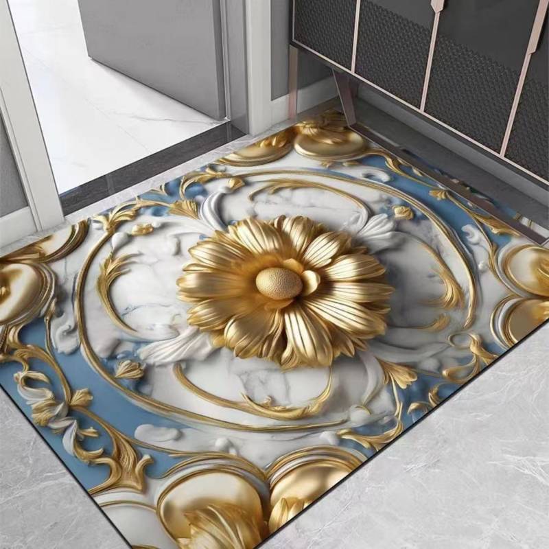 Badezimmer-Verdickungsmatte mit Kieselalgendruck, rutschfeste Badteppiche im Waschbecken, Badewannen-Seitenbodenteppich, Duschraum-Fußmatte, Memory Foam-3D-Pad 400mm*600mm von Joom DACH