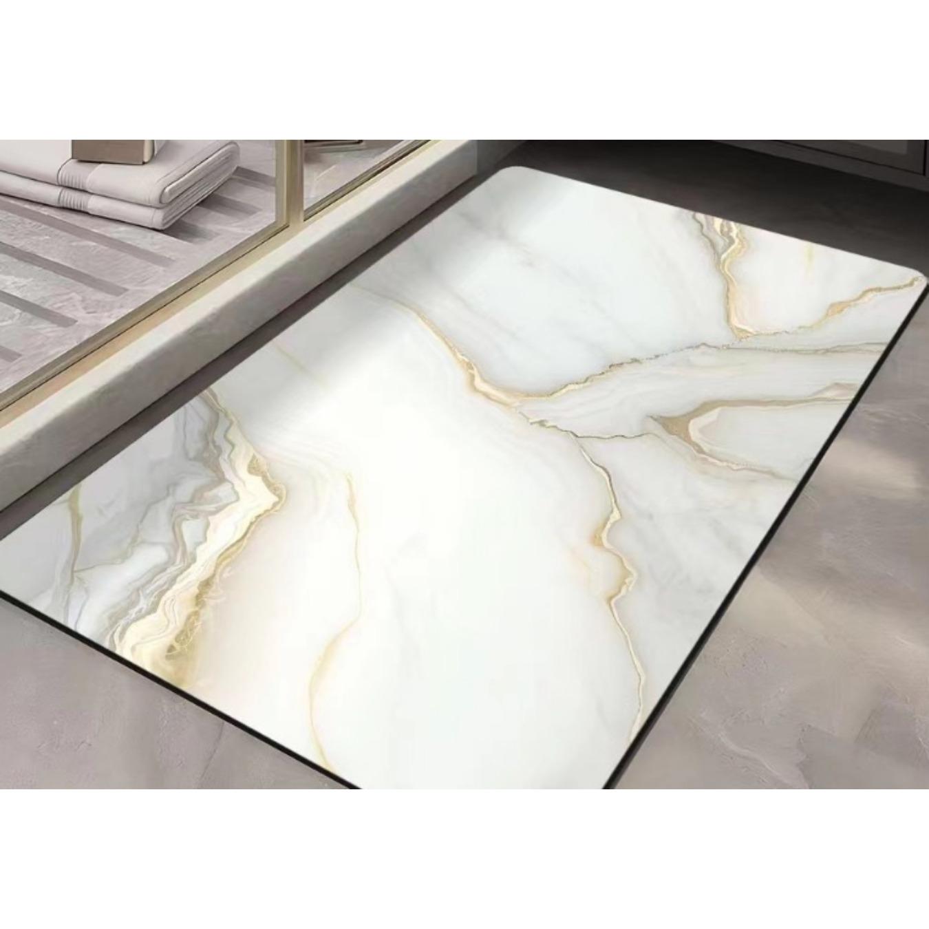 Badezimmer-Verdickungsmatte mit Kieselalgendruck, rutschfeste Badteppiche im Waschbecken, Badewannen-Seitenbodenteppich, Duschraum-Fußmatte, Memory Foam-3D-Pad 500mm*800mm von Joom DACH