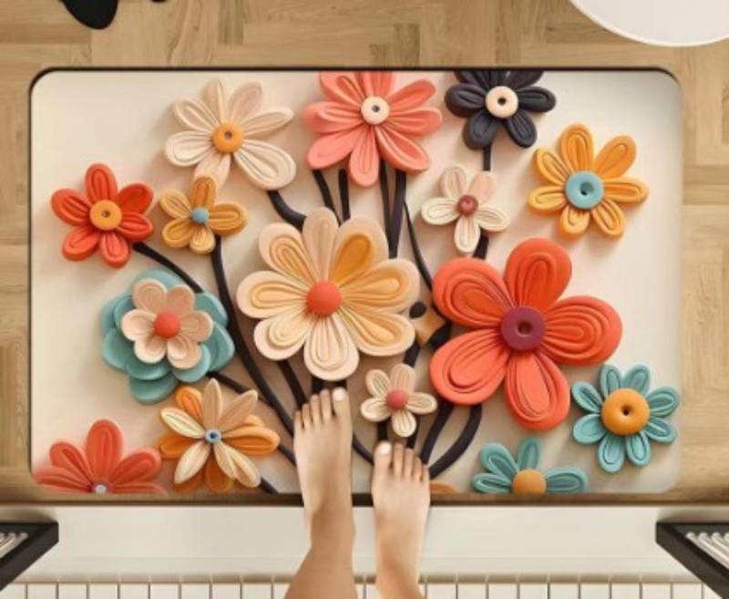 Badezimmer-Verdickungsmatte mit Kieselalgendruck, rutschfeste Badteppiche im Waschbecken, Badewannen-Seitenbodenteppich, Duschraum-Fußmatte, Memory Foam-3D-Pad 500mm*800mm von Joom DACH