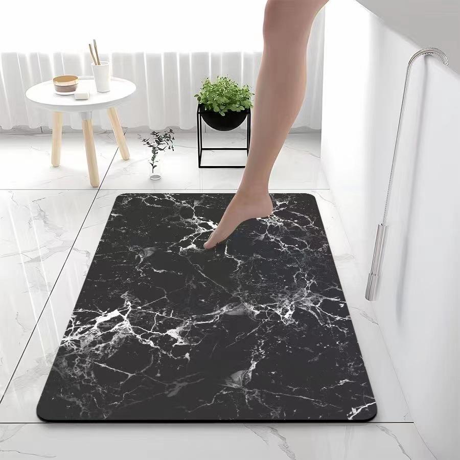 Badezimmer-Verdickungsmatte mit Kieselalgendruck, rutschfeste Badteppiche im Waschbecken, Badewannen-Seitenbodenteppich, Duschraum-Fußmatte, Memory Foam-3D-Pad 500mm*800mm von Joom DACH