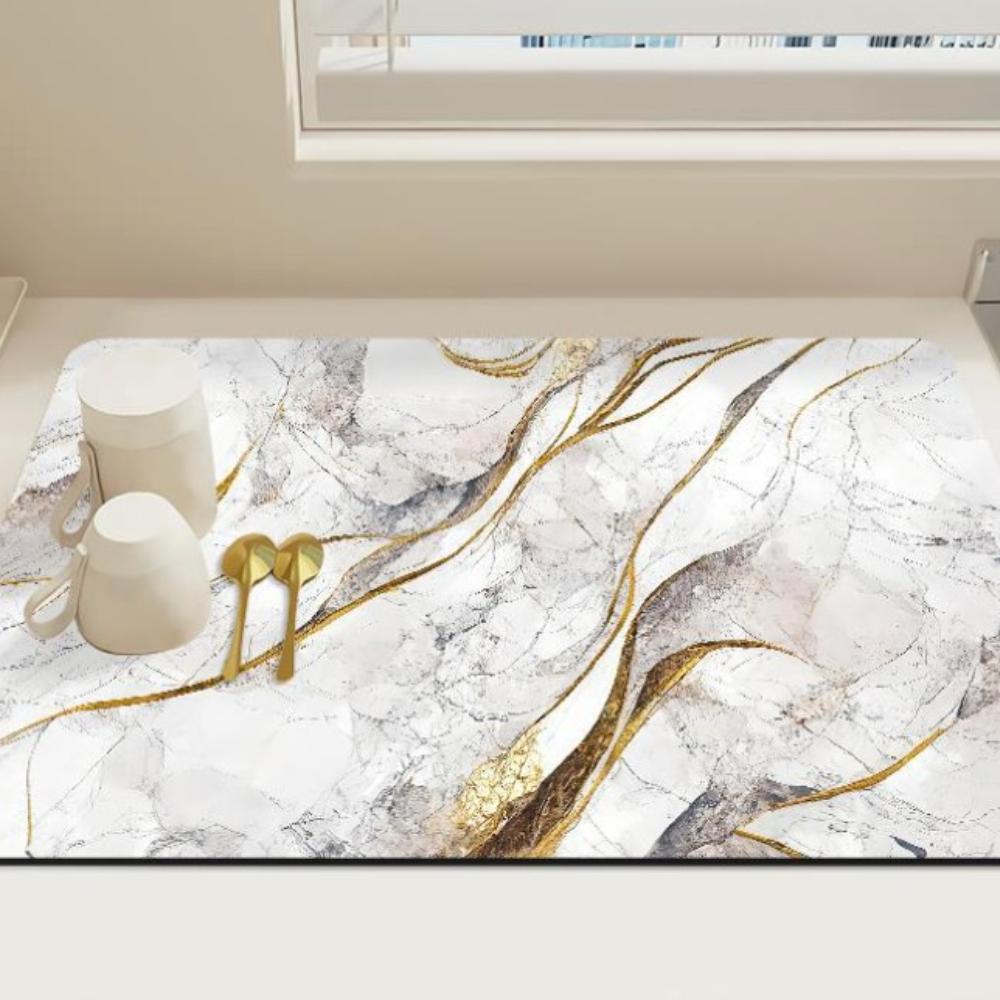 Badezimmer-Verdickungsmatte mit Kieselalgendruck, rutschfeste Badteppiche im Waschbecken, Badewannen-Seitenbodenteppich, Duschraum-Fußmatte, Memory Foam-3D-Pad 500mm*800mm von Joom DACH