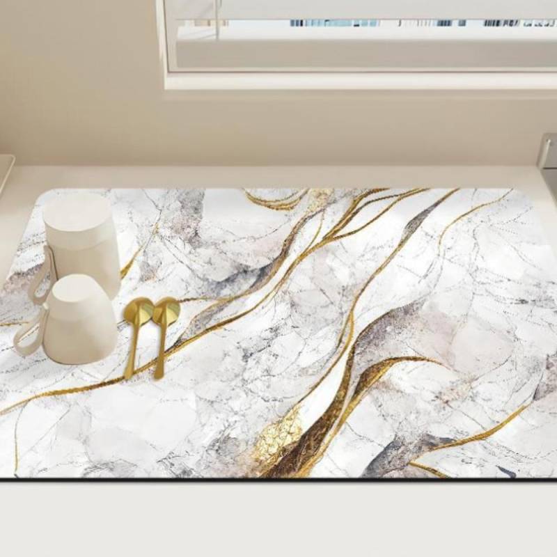 Badezimmer-Verdickungsmatte mit Kieselalgendruck, rutschfeste Badteppiche im Waschbecken, Badewannen-Seitenbodenteppich, Duschraum-Fußmatte, Memory Foam-3D-Pad 500mm*800mm von Joom DACH