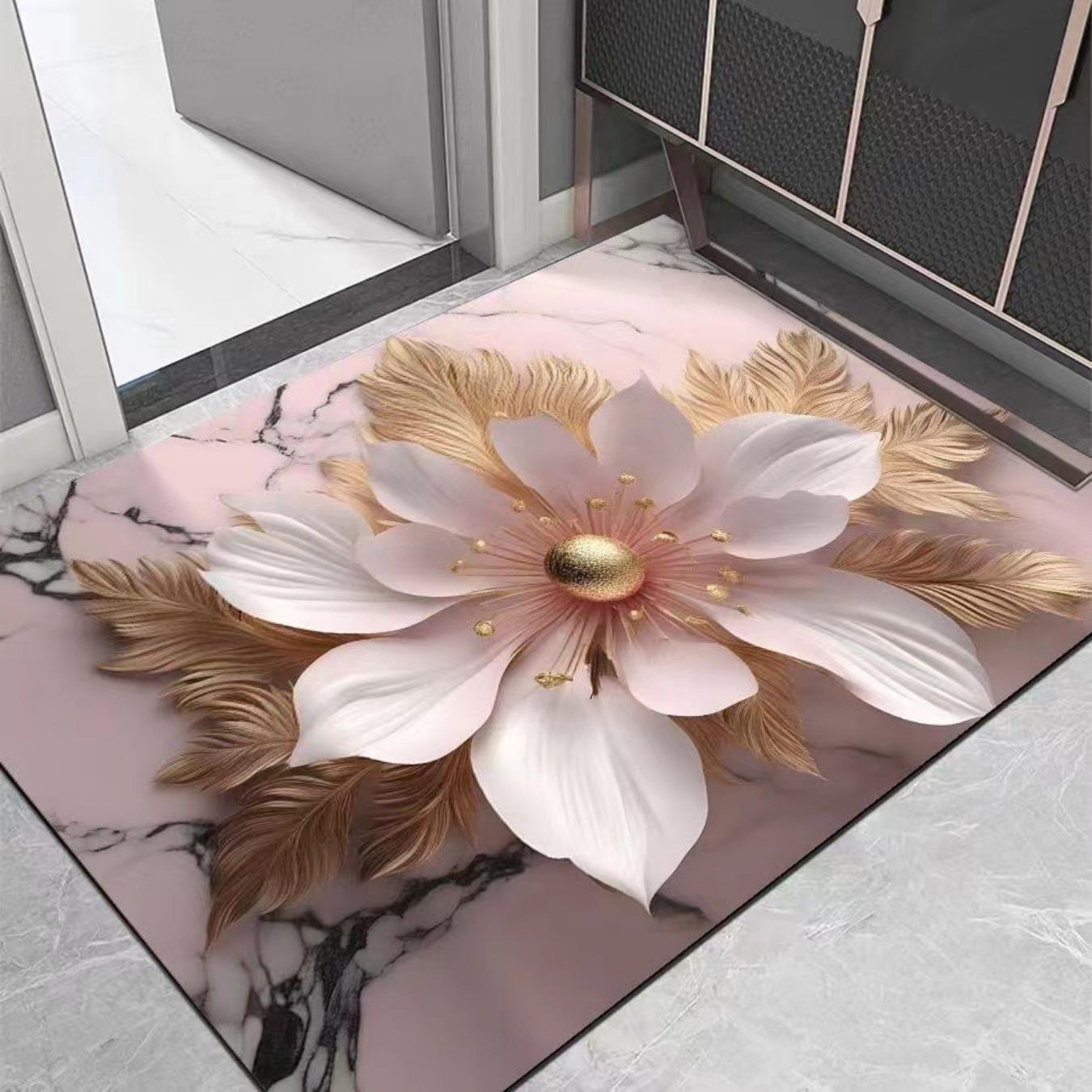 Badezimmer-Verdickungsmatte mit Kieselalgendruck, rutschfeste Badteppiche im Waschbecken, Badewannen-Seitenbodenteppich, Duschraum-Fußmatte, Memory Foam-3D-Pad 600mm*900mm von Joom DACH