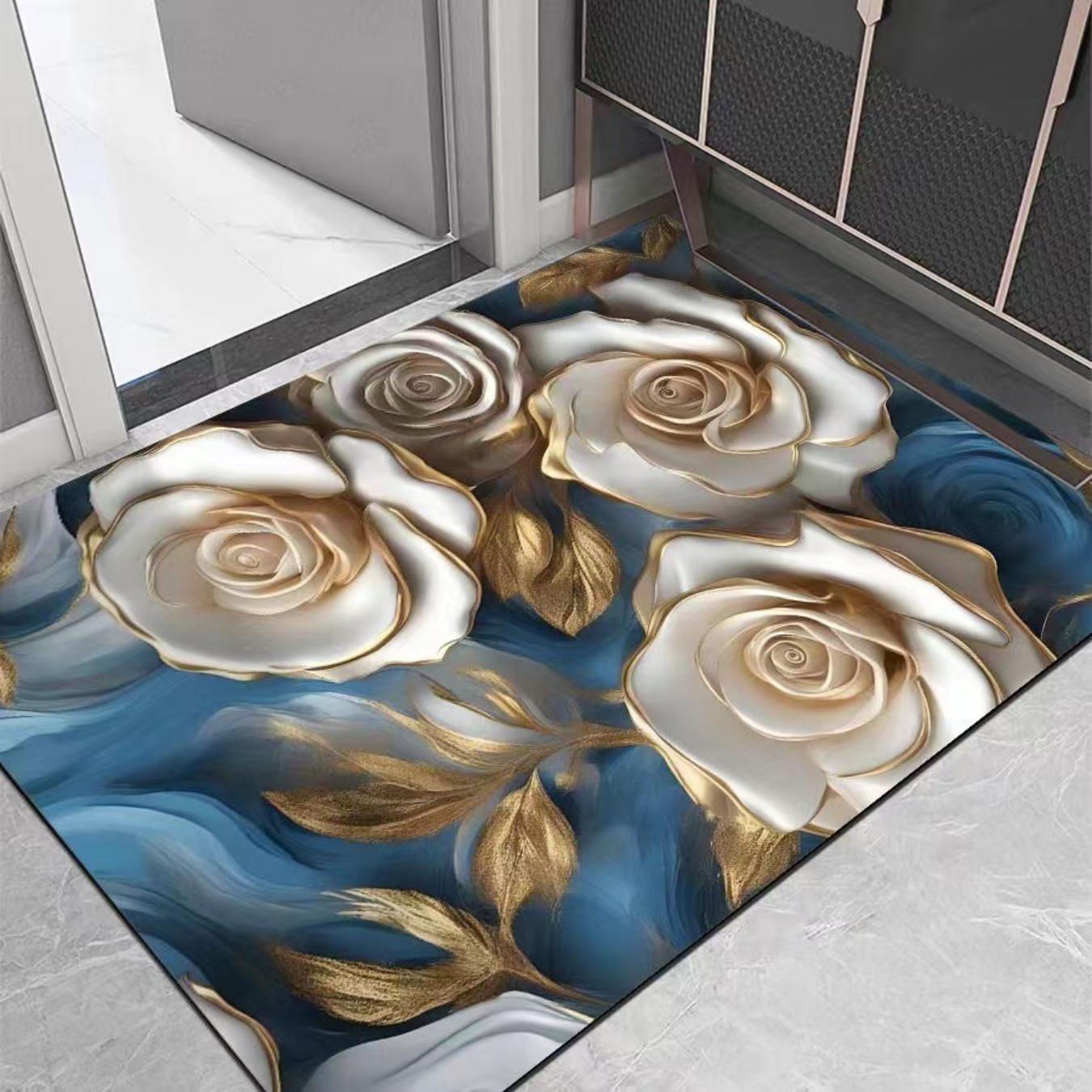 Badezimmer-Verdickungsmatte mit Kieselalgendruck, rutschfeste Badteppiche im Waschbecken, Badewannen-Seitenbodenteppich, Duschraum-Fußmatte, Memory Foam-3D-Pad 600mm*900mm von Joom DACH