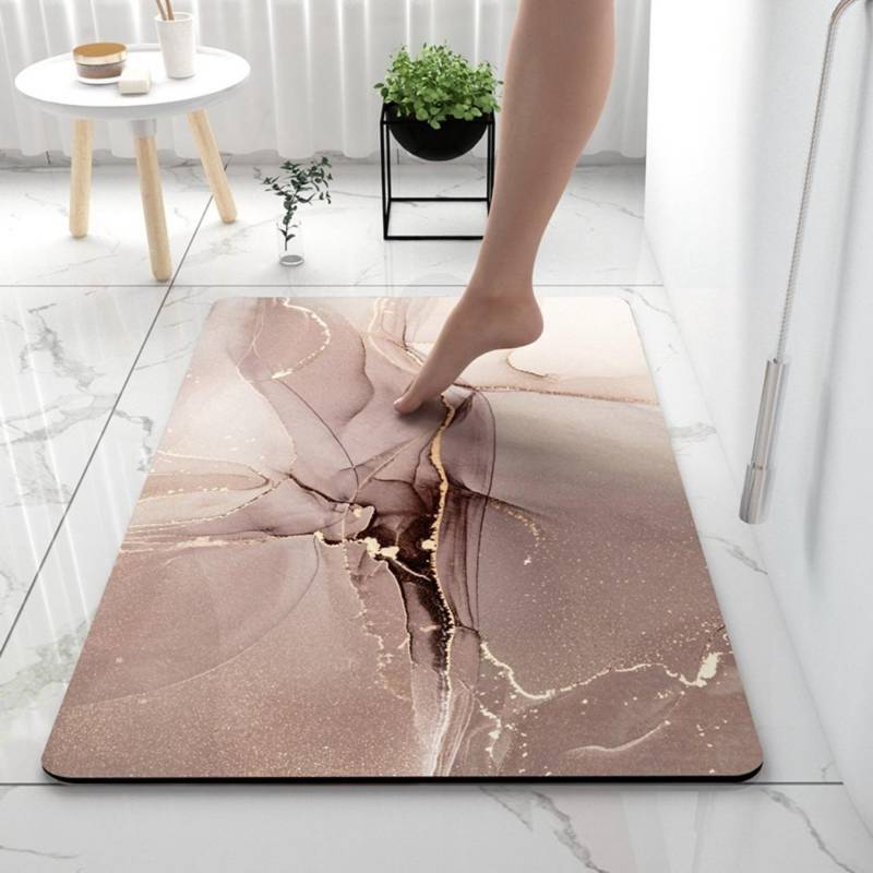 Badezimmer-Verdickungsmatte mit Kieselalgendruck, rutschfeste Badteppiche im Waschbecken, Badewannen-Seitenbodenteppich, Duschraum-Fußmatte, Memory Foam-3D-Pad 600mm*900mm von Joom DACH