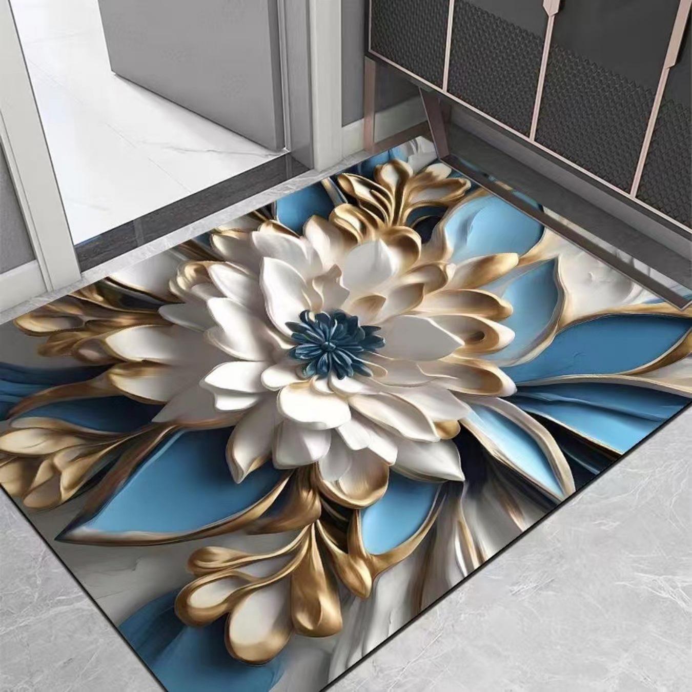 Badezimmer-Verdickungsmatte mit Kieselalgendruck, rutschfeste Badteppiche im Waschbecken, Badewannen-Seitenbodenteppich, Duschraum-Fußmatte, Memory Foam-3D-Pad 600mm*900mm von Joom DACH