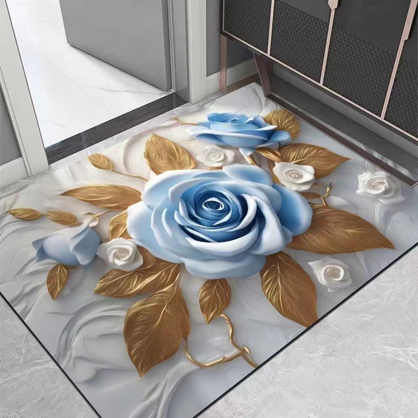 Badezimmer-Verdickungsmatte mit Kieselalgendruck, rutschfeste Badteppiche im Waschbecken, Badewannen-Seitenbodenteppich, Duschraum-Fußmatte, Memory Foam-3D-Pad 600mm*900mm von Joom DACH