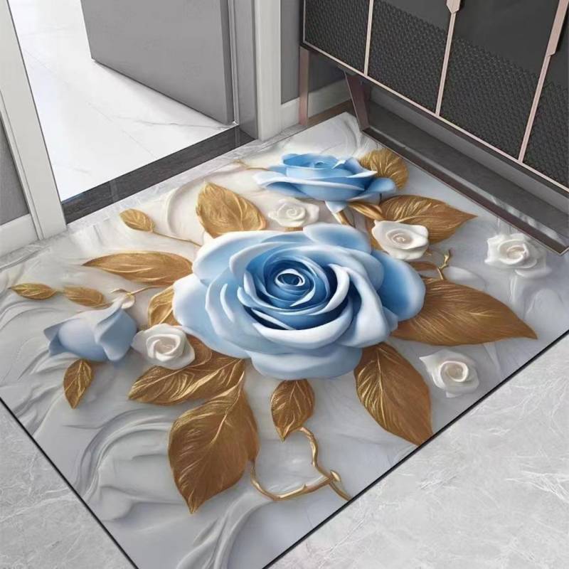 Badezimmer-Verdickungsmatte mit Kieselalgendruck, rutschfeste Badteppiche im Waschbecken, Badewannen-Seitenbodenteppich, Duschraum-Fußmatte, Memory Foam-3D-Pad 600mm*900mm von Joom DACH