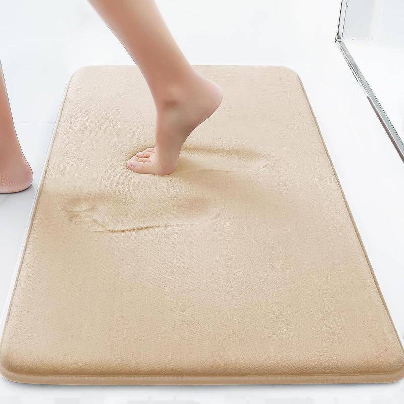 Badezimmermatte Bad Rutschfeste Teppiche Im Waschbecken Badewanne Seitenboden Teppich Duschraum Fußmatte Memory Foam 3D Pad 40cm*60cm beige von Joom DACH