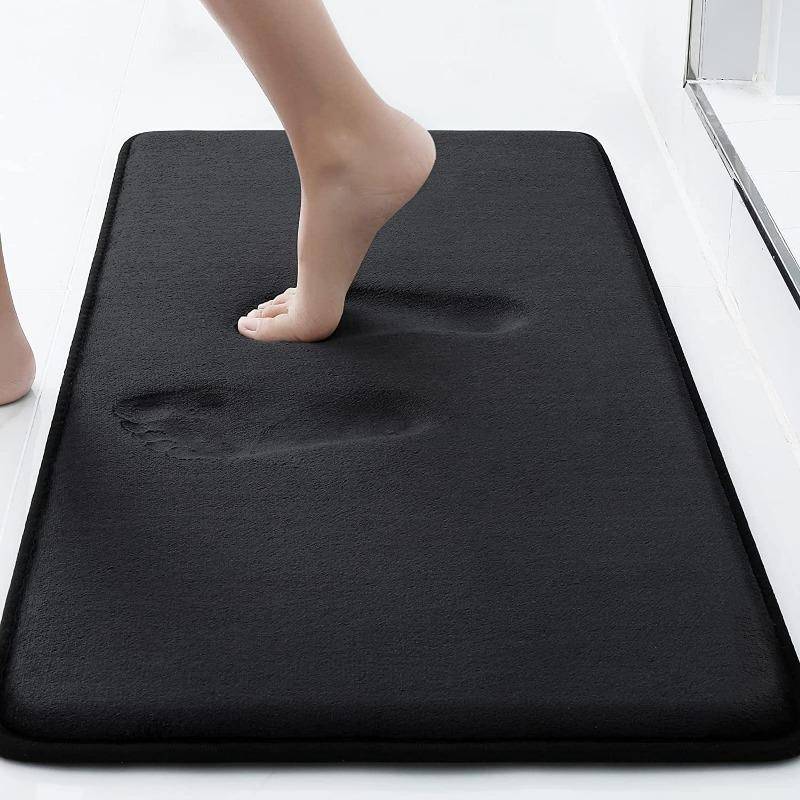 Badezimmermatte Bad Rutschfeste Teppiche Im Waschbecken Badewanne Seitenboden Teppich Duschraum Fußmatte Memory Foam 3D Pad 60cm*90cm schwarz von Joom DACH