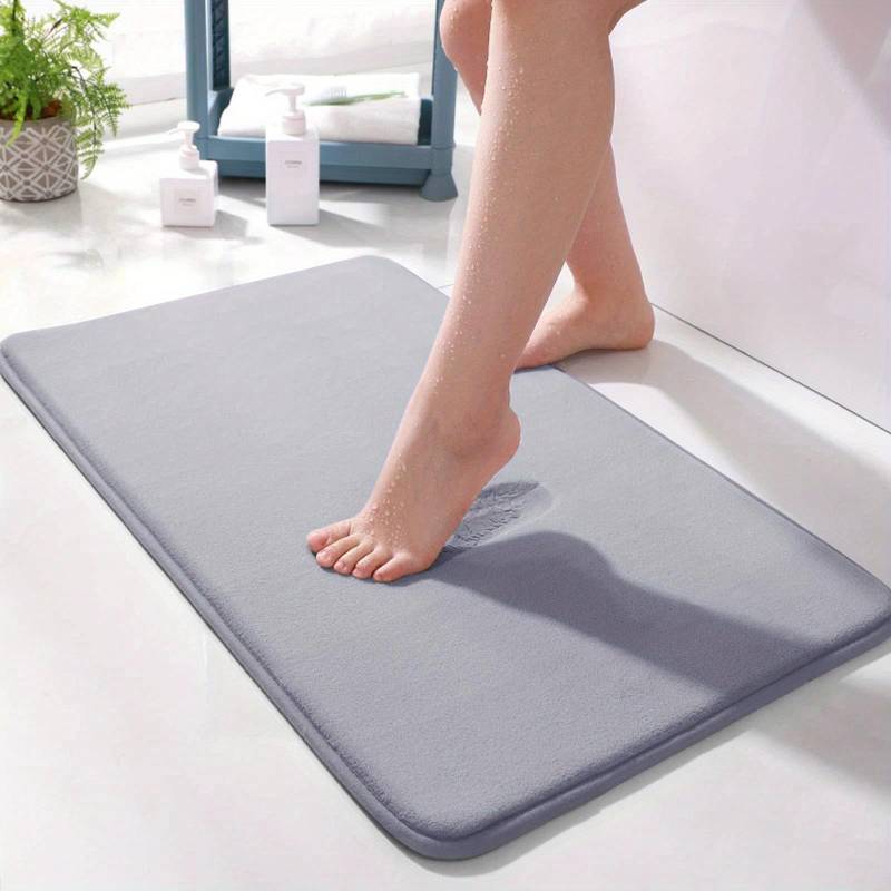 Badezimmermatte Bad Rutschfeste Teppiche Im Waschbecken Badewanne Seitenboden Teppich Duschraum Fußmatte Memory Foam 3D Pad 60cm*90cm grau von Joom DACH