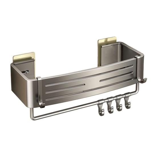 Badezimmerregal Handtuchhalter Starkes belastbares Drainageloch-Design Selbstklebend Kein Bohren B grau von Joom DACH