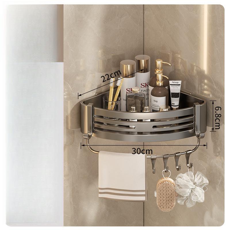 Badezimmerregale aus Aluminiumlegierung, stanzfrei, verdicktes Stativ, wandmontiertes Eckregal, Badezimmerzubehör, Dusch-Organizer von Joom DACH