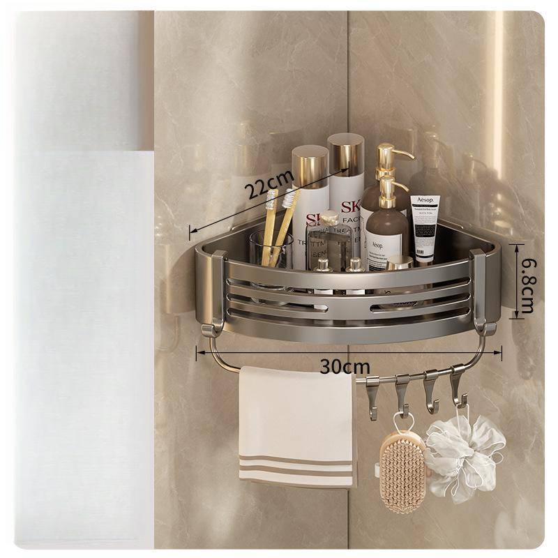 Badezimmerregale aus Aluminiumlegierung, stanzfrei, verdicktes Stativ, wandmontiertes Eckregal, Badezimmerzubehör, Dusch-Organizer von Joom DACH