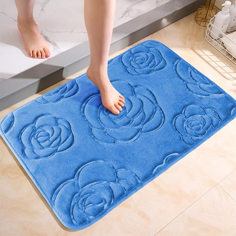 Badezimmerteppich, schnell trocknende Badematte, rutschfeste Flächenmatte, Badebodenmatte aus Korallenvlies, weicher, saugfähiger, waschbarer Teppich, Duschtürmatte 50cmx80cm königsblau von Joom DACH