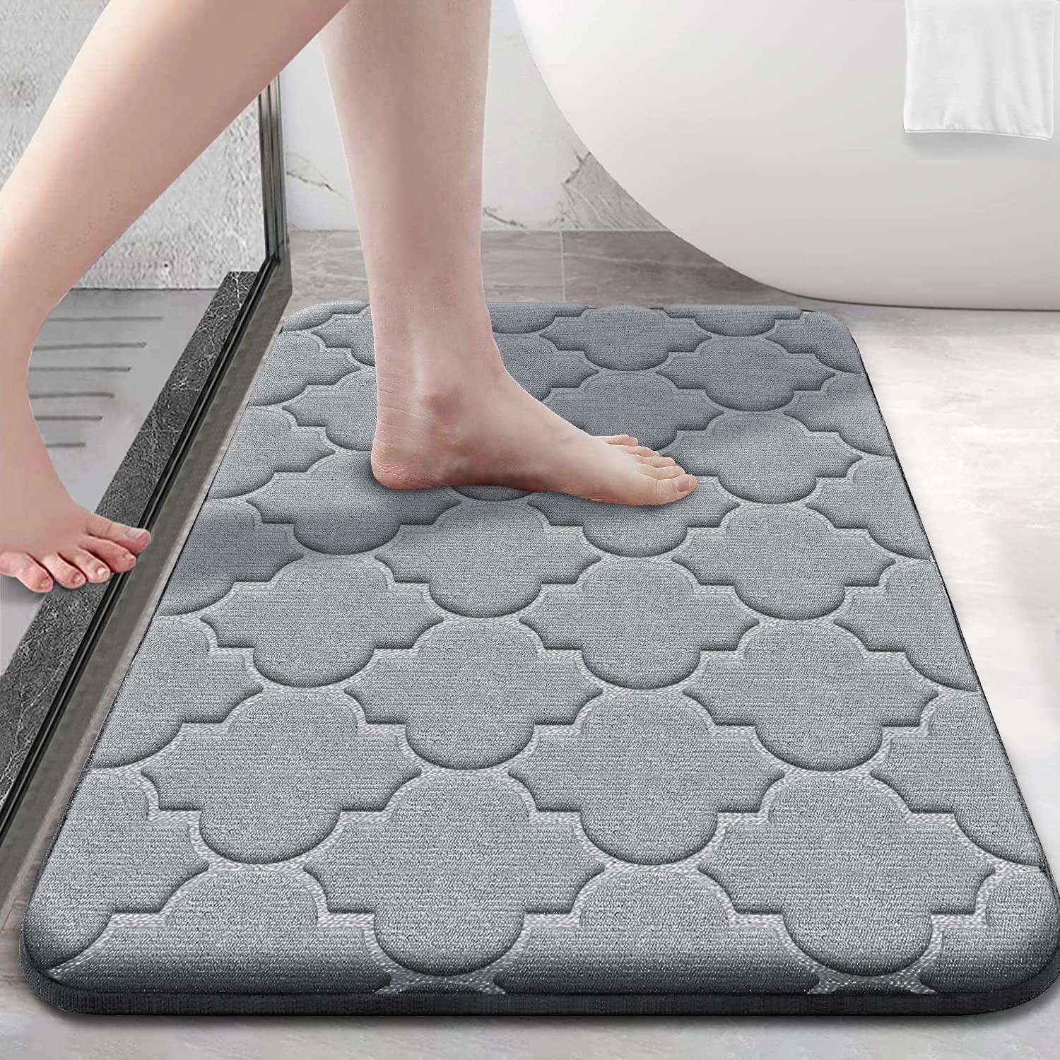 Badezimmerteppich aus Memory-Schaum, rutschfeste Badezimmermatte, ultraweiche Bodenmatte, rutschfest, wasserabsorbierend und maschinenwaschbar 40cm x 60cm grau von Joom DACH