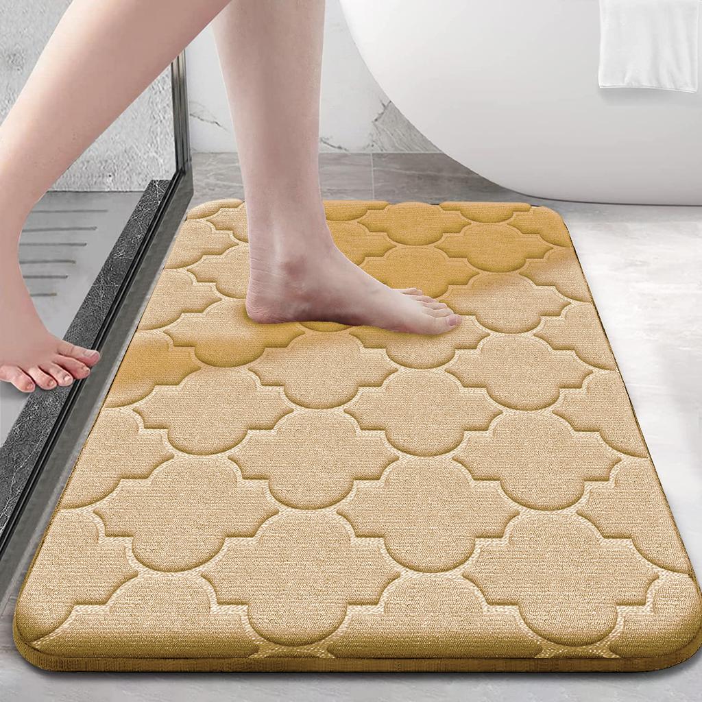 Badezimmerteppich aus Memory-Schaum, rutschfeste Badezimmermatte, ultraweiche Bodenmatte, rutschfest, wasserabsorbierend und maschinenwaschbar 50cm x 80cm khaki Badezimmerteppich aus Memory-Schaum, rutschfeste Badezimmermatte, ultraweiche Bodenmatte, rutschfest, wasserabsorbierend und maschinenwaschbar 50cm x 80cm khaki von Joom DACH