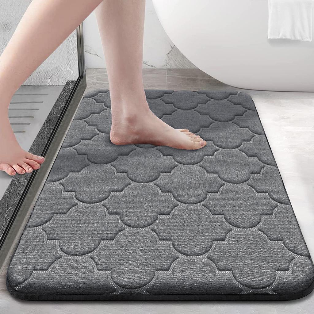 Badezimmerteppich aus Memory-Schaum, rutschfeste Badezimmermatte, ultraweiche Bodenmatte, rutschfest, wasserabsorbierend und maschinenwaschbar 50cm x 80cm dunkelgraue von Joom DACH