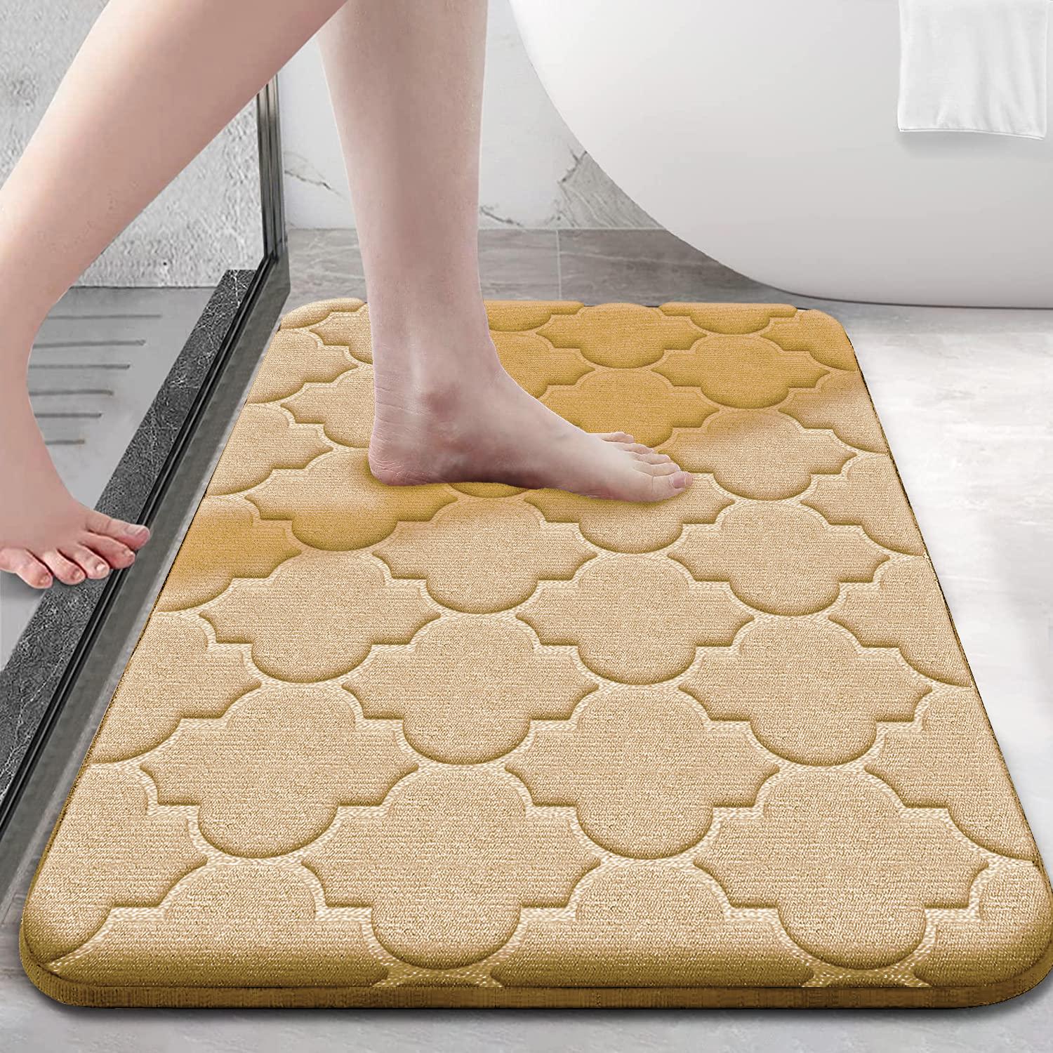 Badezimmerteppich aus Memory-Schaum, rutschfeste Badezimmermatte, ultraweiche Bodenmatte, rutschfest, wasserabsorbierend und maschinenwaschbar 50cm x 80cm khaki Badezimmerteppich aus Memory-Schaum, rutschfeste Badezimmermatte, ultraweiche Bodenmatte, rutschfest, wasserabsorbierend und maschinenwaschbar 50cm x 80cm khaki von Joom DACH