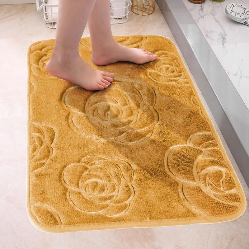 Badvorleger mit Rosenblüten-Prägung, Badezimmer-Badematte, Flanell, rutschfester Teppich in der Badewanne, Bodenteppich, Duschraum, Fußmatte, Memory-Schaum-Pad, waschbarer Teppich 50*80 von Joom DACH