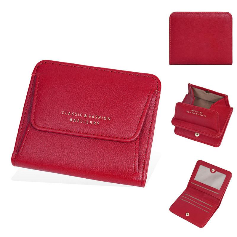Baellerry Damen Kurze Geldbörsen mit Schnappverschluss Münzfach Damen Mode Mini-Geldbörse Geldbeutel 11cm*9cm*2cm rot von Joom DACH