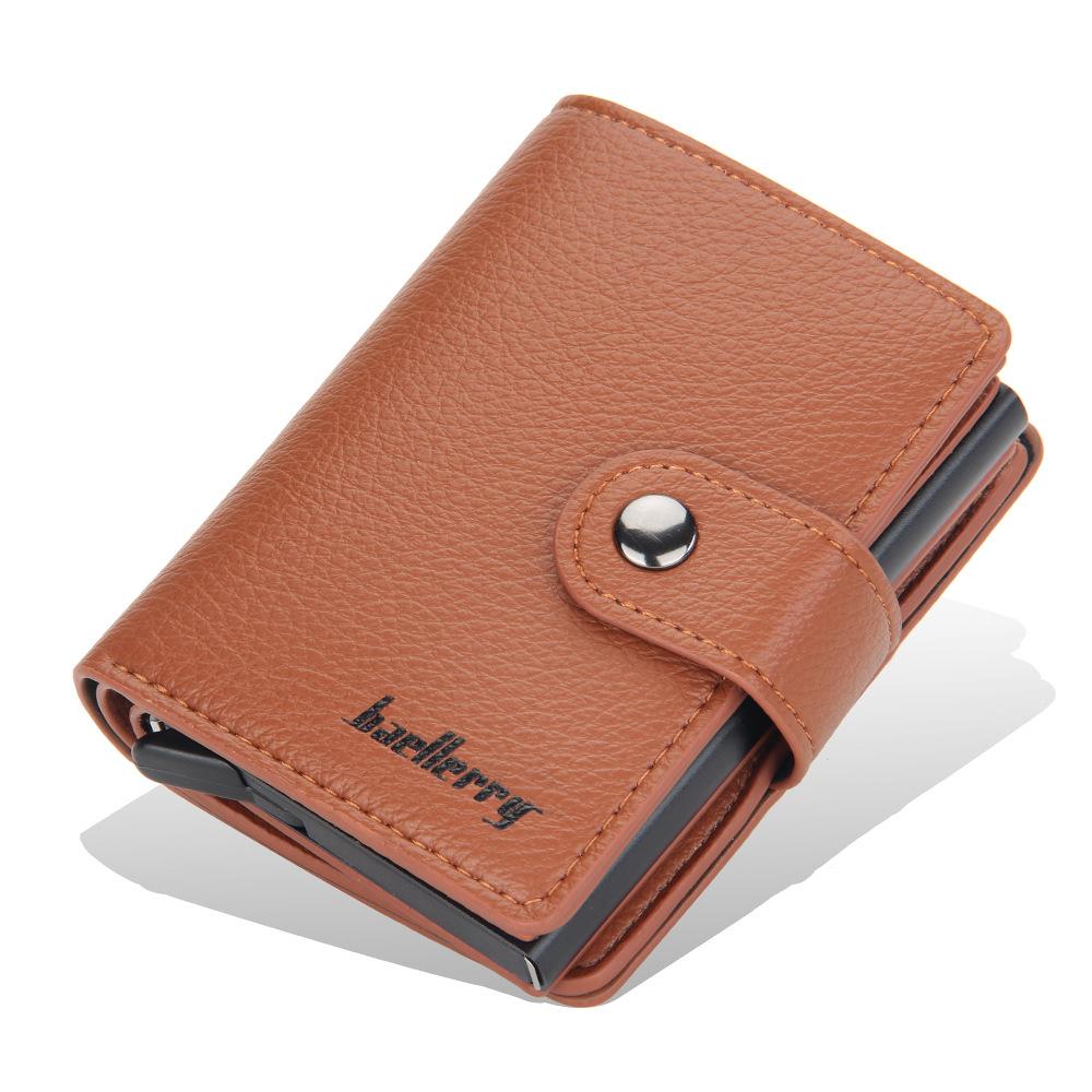 Baellerry RFID-Geldbörse für Herren, Aluminium, Diebstahlschutz, Mini-Kartenhalter, modische Geldtasche, Business-Geldbörse 10cm*8cm*2.5cm braun von Joom DACH