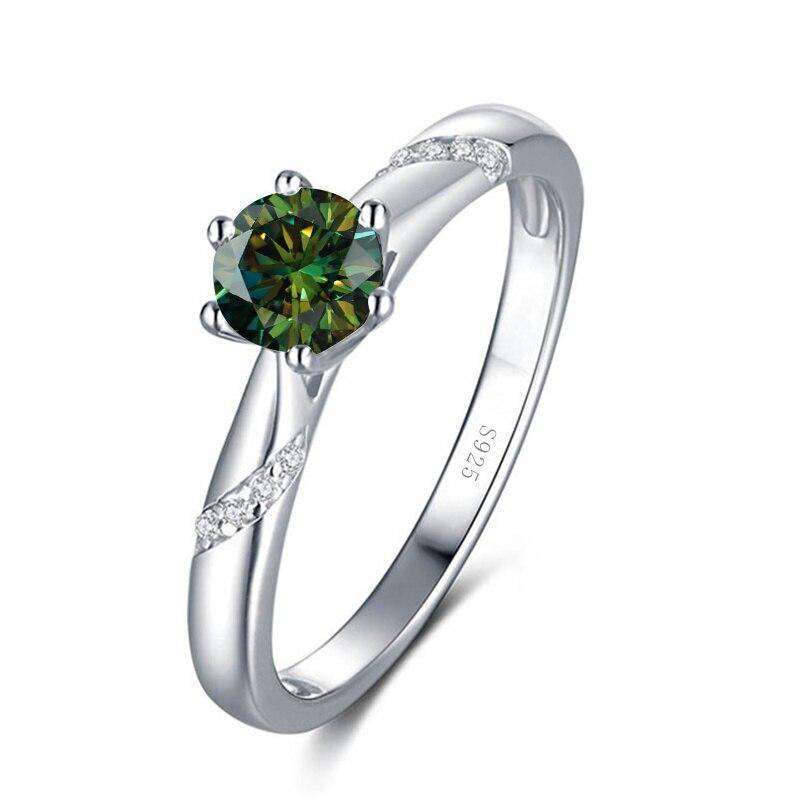 Bague Ringen Echt 1,0 Karat Moissanit Diamant Ringe Für Frauen Edlen Schmuck 925 Sterling Silber, Verlobung, Hochzeit Dame Anillo 7 grün von Joom DACH