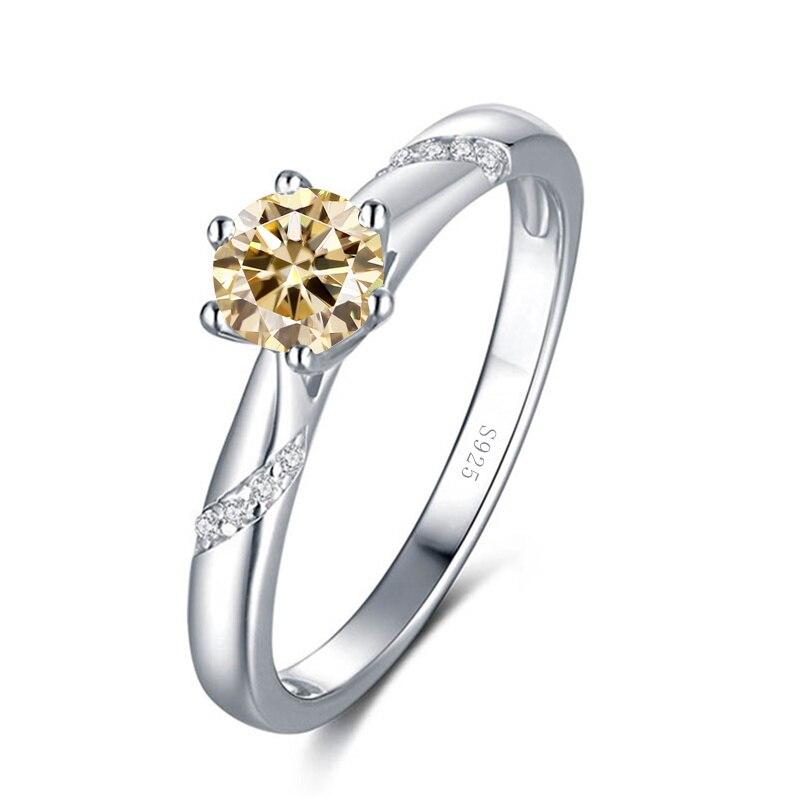 Bague Ringen Echt 1,0 Karat Moissanit Diamant Ringe Für Frauen Edlen Schmuck 925 Sterling Silber, Verlobung, Hochzeit Dame Anillo 8 gelb von Joom DACH