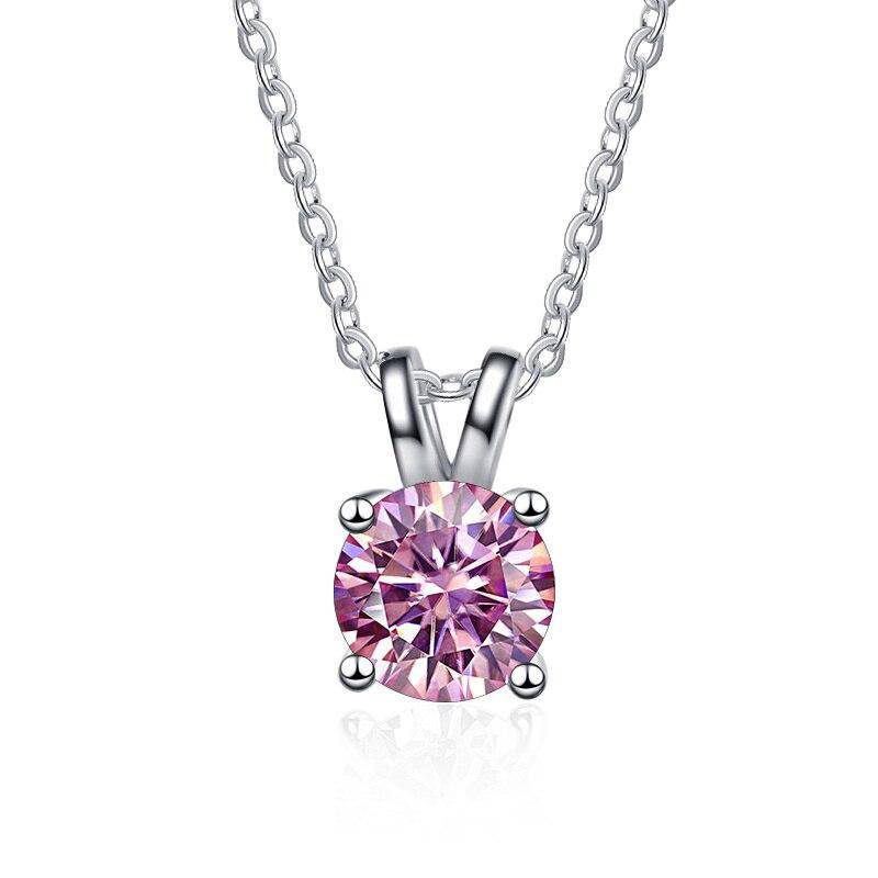 Bague Ringen Echte D Farbe Moissanit Anhänger Halskette 100% 925 Sterling Silber Funkelnden Verlobung Hochzeit Party Edlen Schmuck 2.0ct rosa von Joom DACH