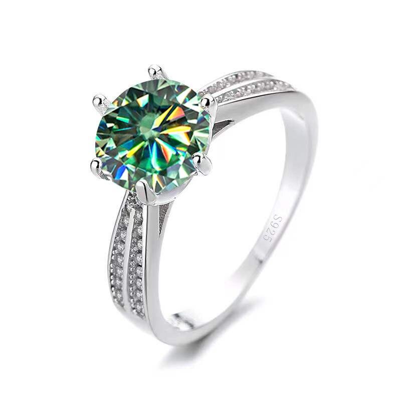 BagueRingen 1,0 ct rund 18 K Weißgold vergoldet 100 % 925 Silber Moissanit Ring Diamant Test bestanden Schmuck Frau Mädchen Geschenk 9 grün/blau von Joom DACH