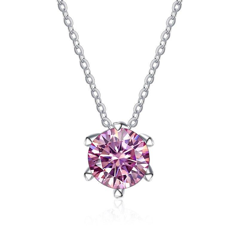 BagueRingen 100% 925 Silber Halskette Anhänger Runde 1,0 ct D Farbe Grün Moissanite Pass Diamant Test Für Frauen Elegante Halskette 1.0ct rosa von Joom DACH
