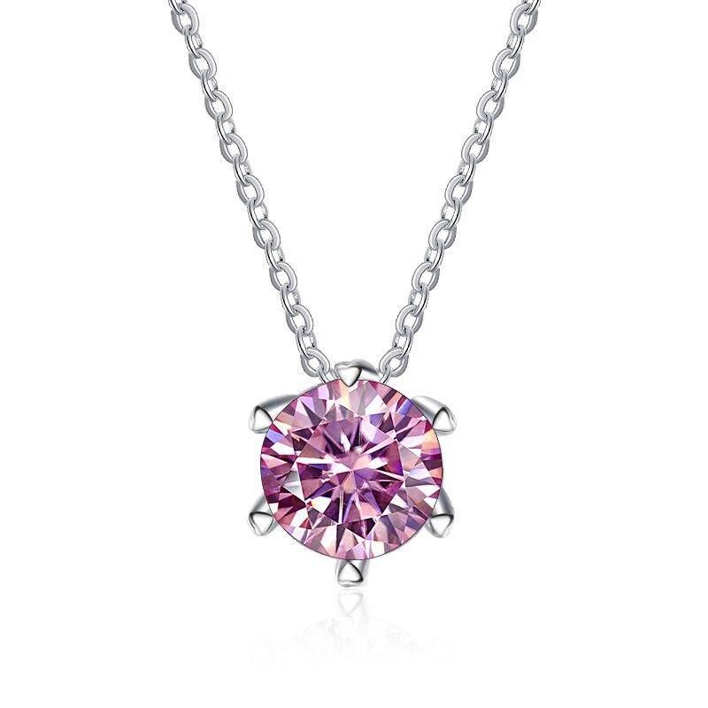 BagueRingen 100% 925 Silber Halskette Anhänger Runde 1,0 ct D Farbe Grün Moissanite Pass Diamant Test Für Frauen Elegante Halskette 1.0ct rosa von Joom DACH