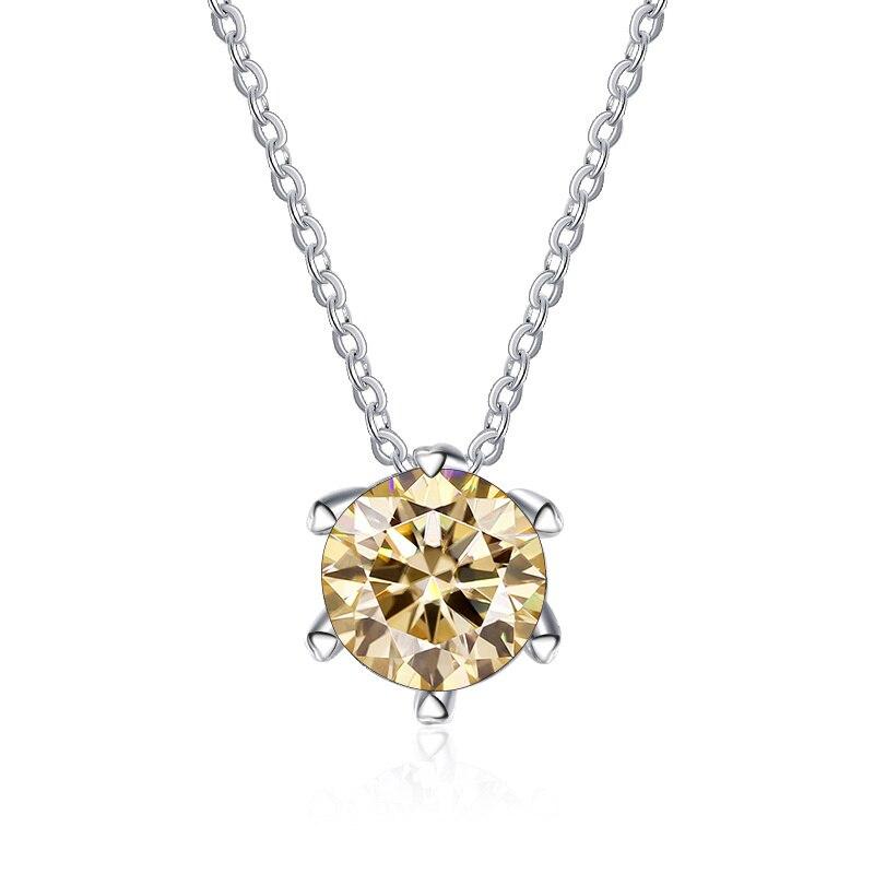 BagueRingen 100% 925 Silber Halskette Anhänger Runde 1,0 ct D Farbe Grün Moissanite Pass Diamant Test Für Frauen Elegante Halskette 1.0ct gelb von Joom DACH