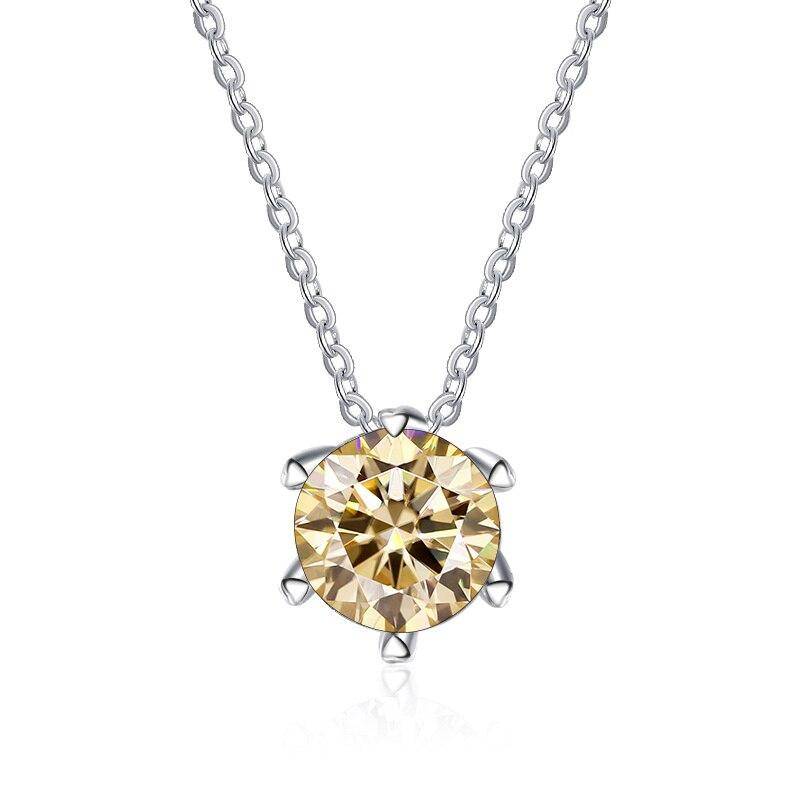 BagueRingen 100% 925 Silber Halskette Anhänger Runde 1,0 ct D Farbe Grün Moissanite Pass Diamant Test Für Frauen Elegante Halskette 1.0ct gelb von Joom DACH