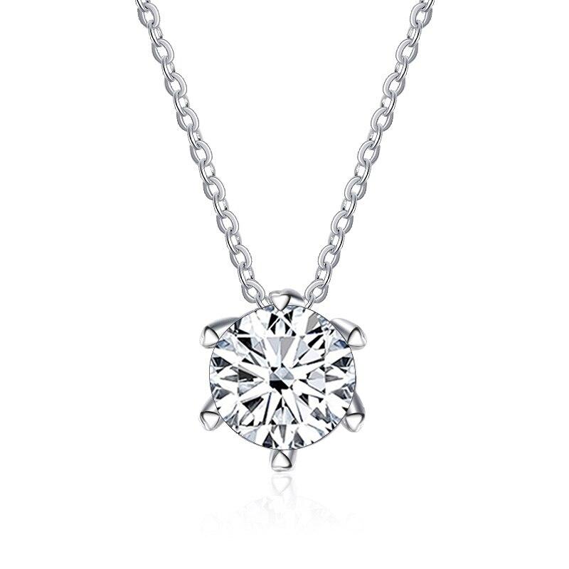 BagueRingen 100% 925 Silber Halskette Anhänger Runde 1,0 ct D Farbe Grün Moissanite Pass Diamant Test Für Frauen Elegante Halskette 1.0ct weiß von Joom DACH